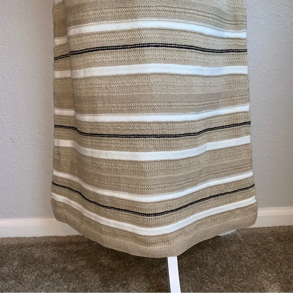 New Zara Striped Knit Tan Cream Skirt Medium 3597/153 Bloggers Fav